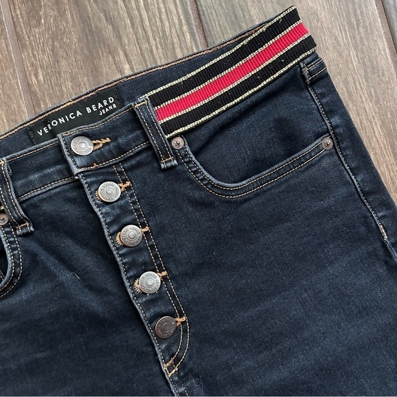 Veronica Beard Carolyn 10" Baby Boot Crop Fray Hem Jeans in Dark Slate Sz 30 - Picture 5 of 11